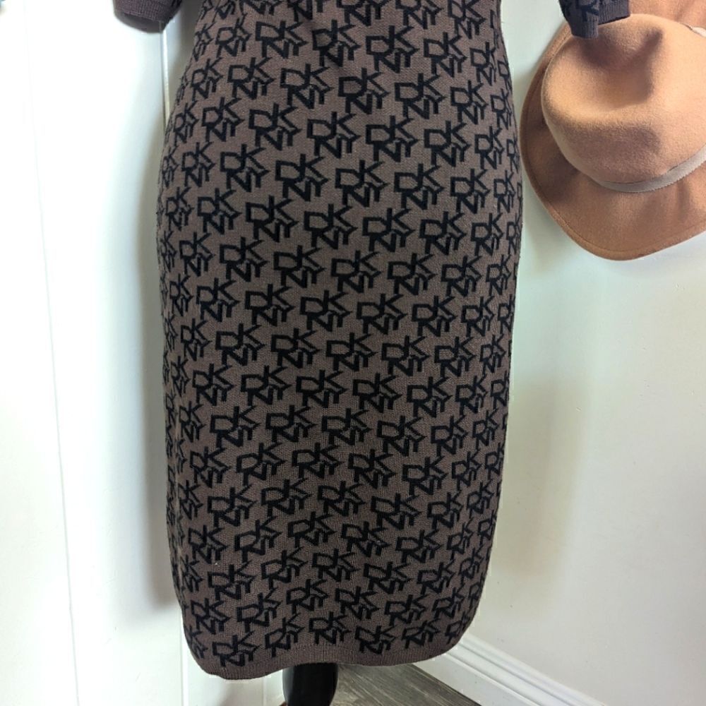 DKNY Logo Sweater Dress S Whimsigoth Preppy Feminine Transitional Cozy Capsule - Picture 7 of 9